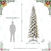Vista 188 de Glitzhome Prelit Christmas Tree, 6ft Flocked Artificial Christmas Tree Serene Snowscape Fir with 300 Warm White Lights for Home, Office, Party
