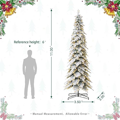 Miniatura 2 de glitzhome Árbol de Navidad artificial de abeto flocado de lujo de 8 pies, árbol de Navidad con bisagras con 450 luces blancas cálidas, tres