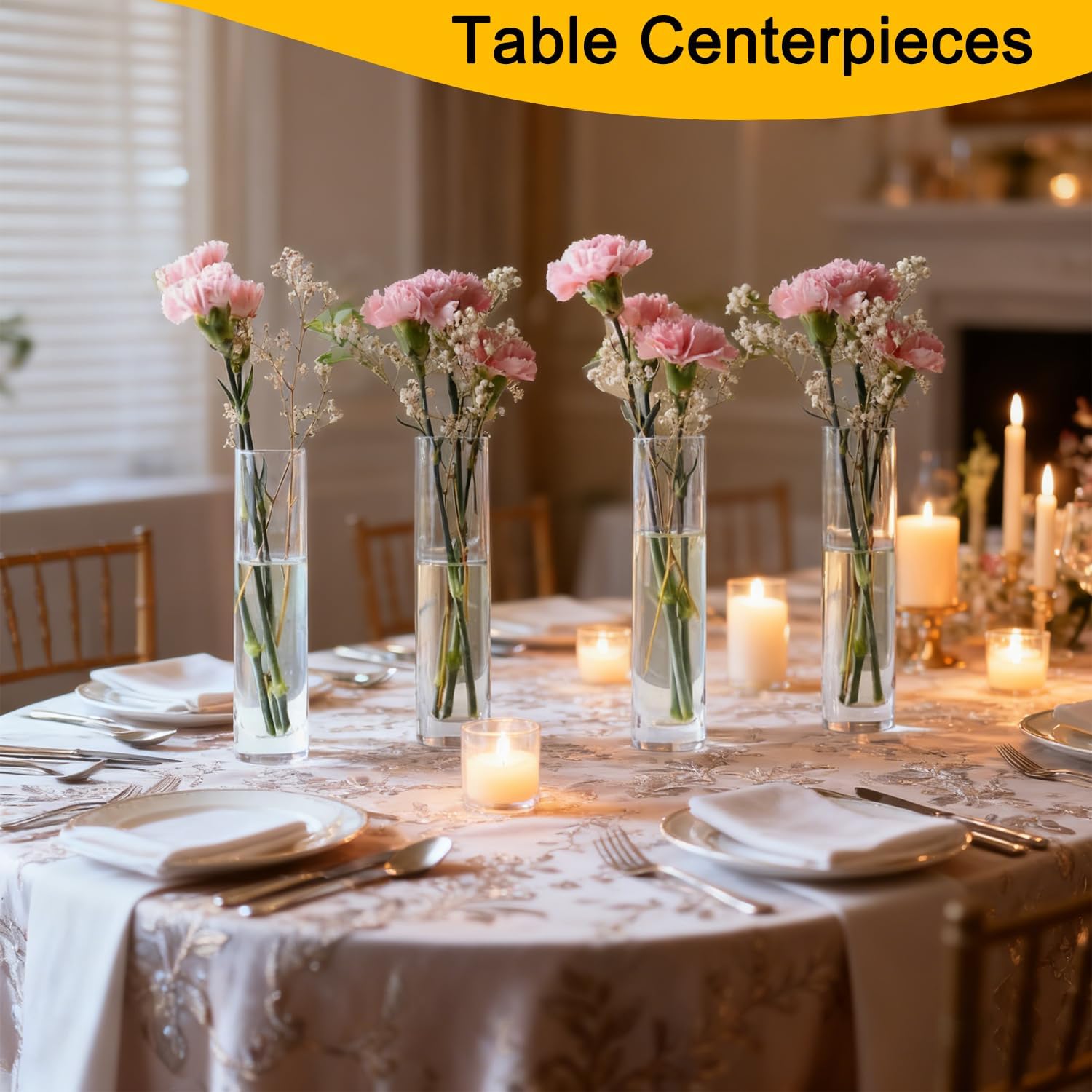 12 Pack 7 Inch Glass Cylinder Bud Vases for Centerpieces Clear Slim Flower Vases Tall Glass Cylinder Vase Small Vase for Single Rose Vases Bulk, Home Aesthetic Desk Decor - Image 3