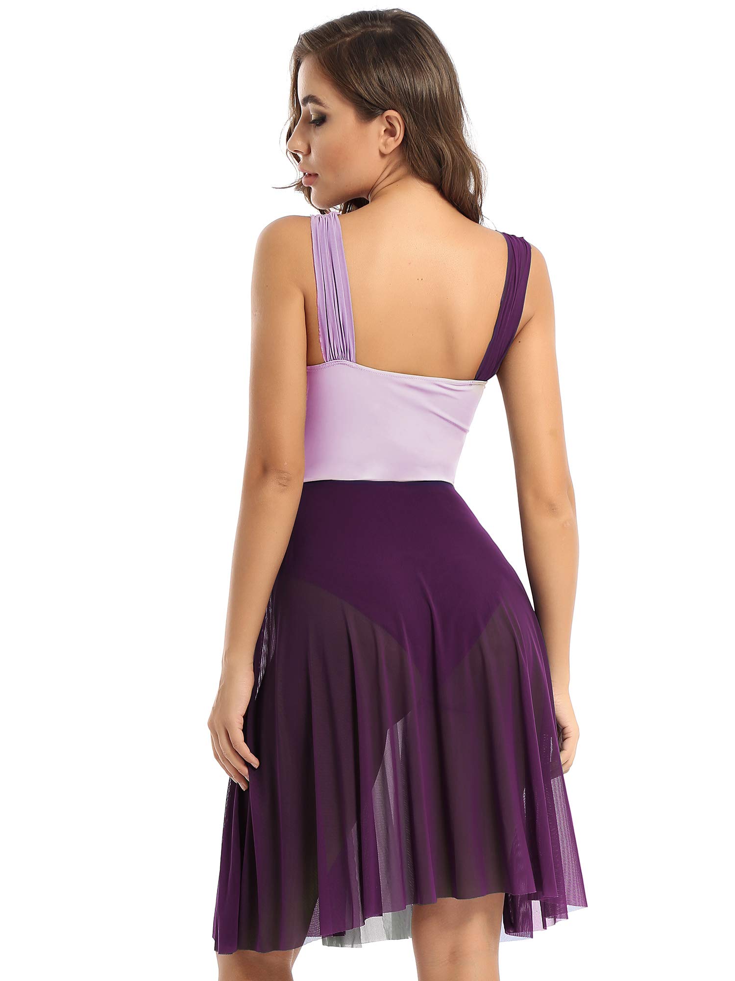 CHICTRY Women's Patchwork Color Cami Sleeveless Lyrical Modern Contemporary Leotard Dress Ballroom Dancing Costume Violet L