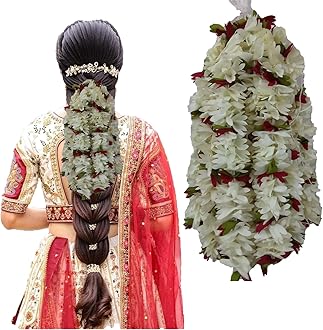 TEMPERIA (4pcs) Gajra for Hair Bun - Jasmine Flower for Hair - Juda Hair Accessories for Women - Artificial Scented Fake Mogra Band - Premium & Voluminous (DN02)
