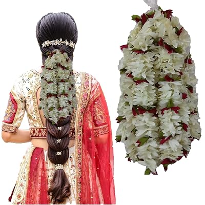TEMPERIA (4pcs) Gajra for Hair Bun - Jasmine Flower for Hair - Juda Hair Accessories for Women - Artificial Scented Fake