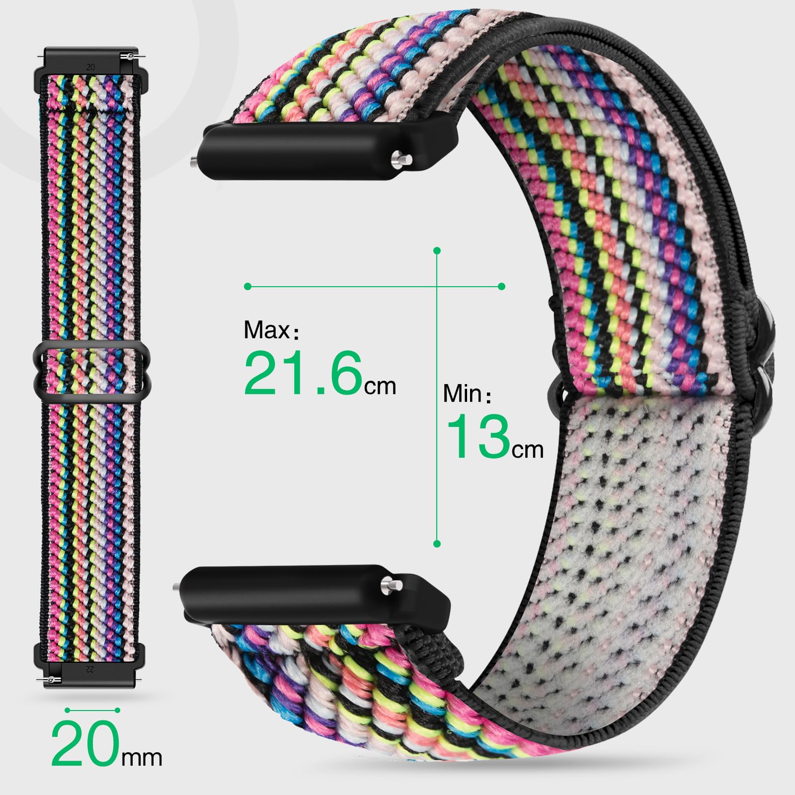 Cinturino Elastico Magnetico Per Amazfit GTS/GTS 2/3/4 - 20mm, Regolabile, Tessuto Traspirante - Foto 4
