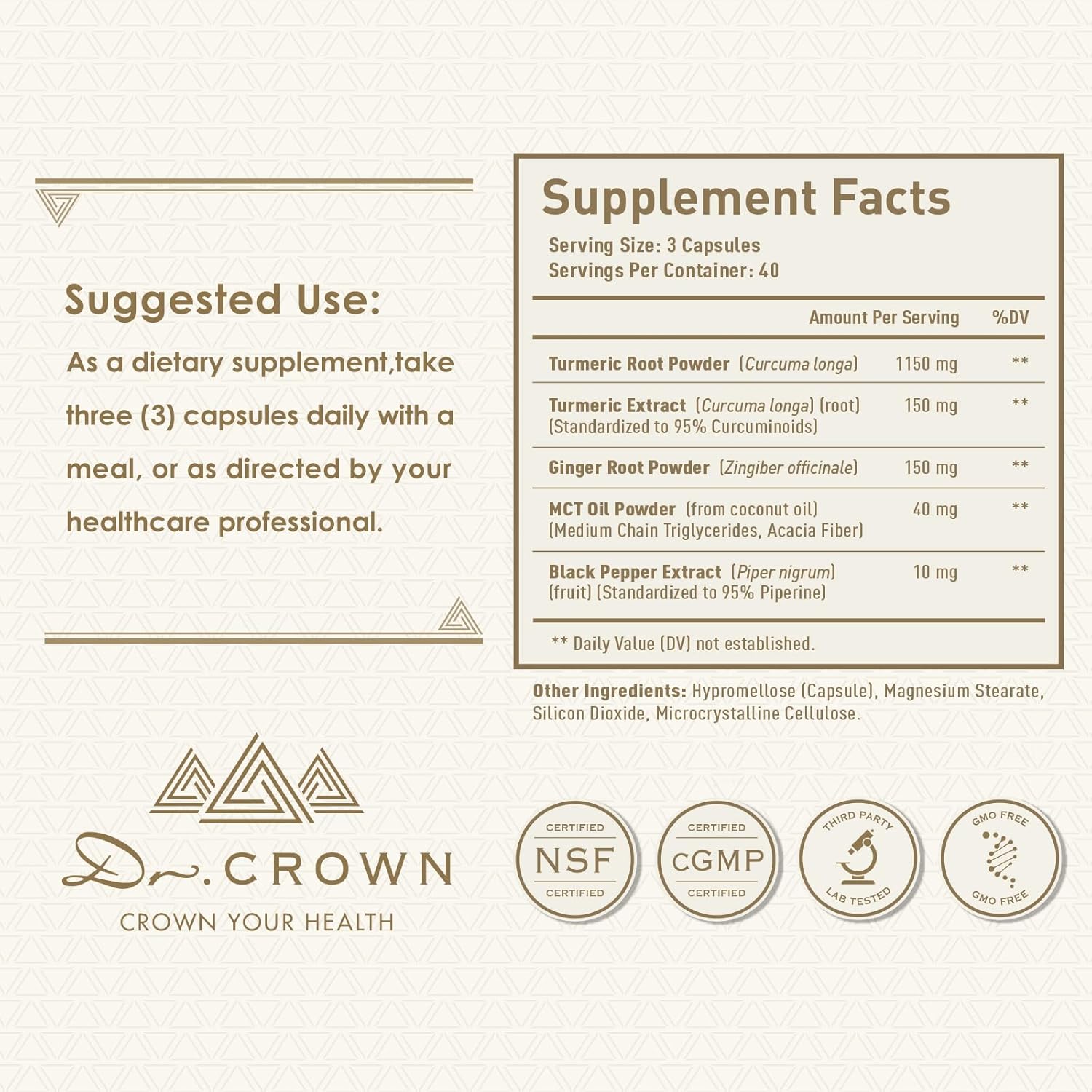 Turmeric Curcumin Supplement 1,500mg, 95% Standardized Curcuminoid with Ginger, MCT Oil, & Black Pepper for Better Absorption, for Antioxidant & Joint Support, 240 Capsules