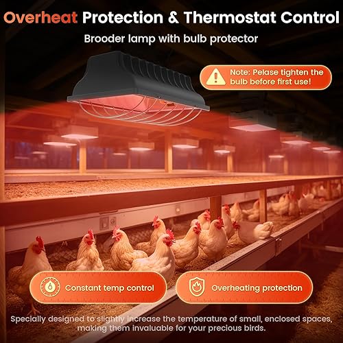Miniatura 10 de Chtoocy Calentador de gallinero de 250 W, lámpara de calentador para pollitos de 9.84 pies, cable de calefacción al aire libre, luz colgante de casa