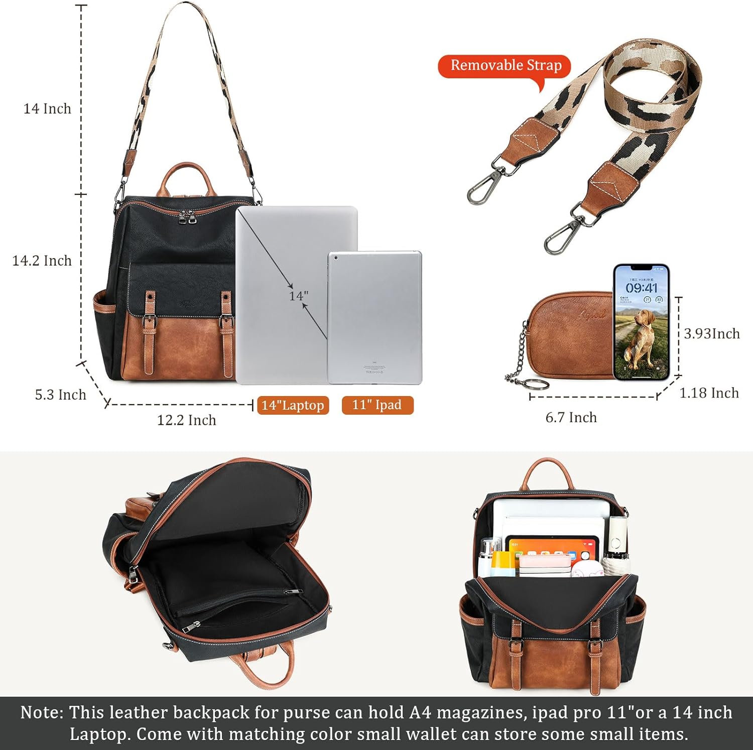 Backpack Purse for Women PU Leather Back Packs Designer Ladies Shoulder Bag Fashion Faux Work Travel Handbags - Image 3