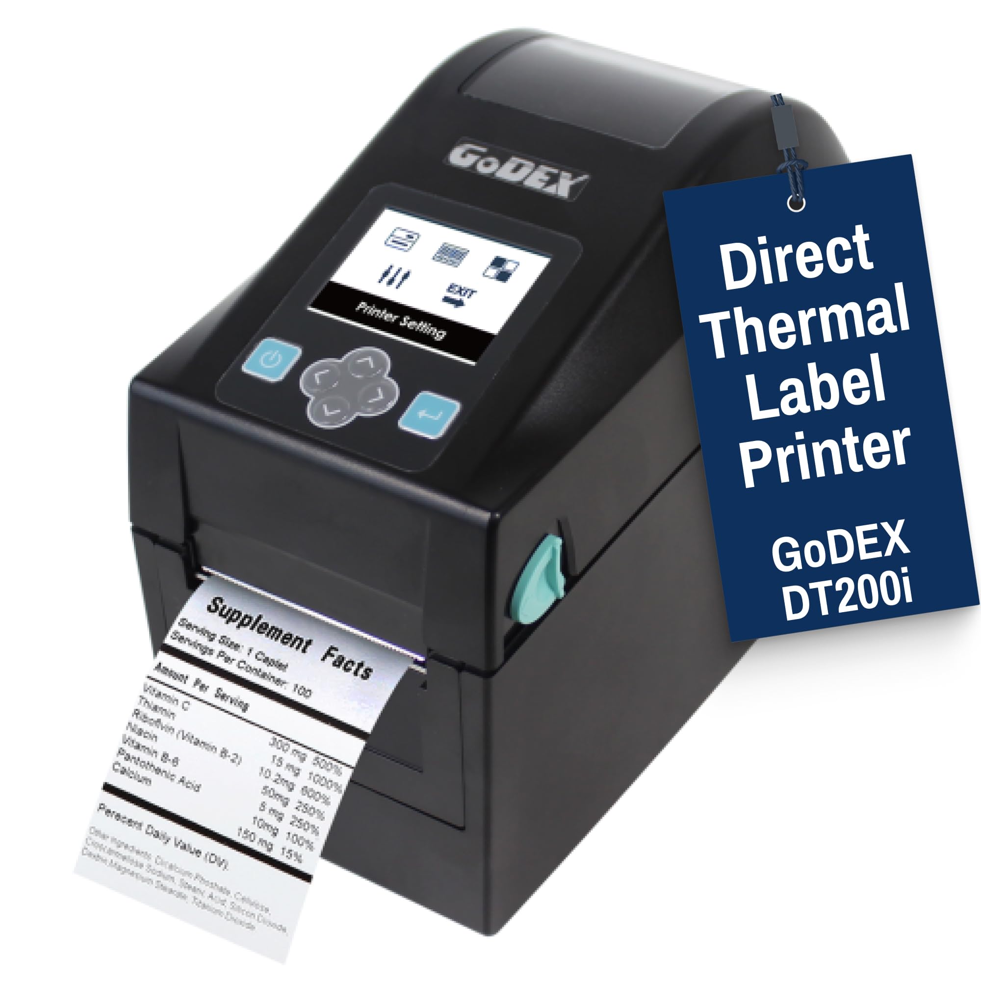 McAuley Labels GoDEX DT200i Direct Thermal Label Printer, 2 in, 203 DPI