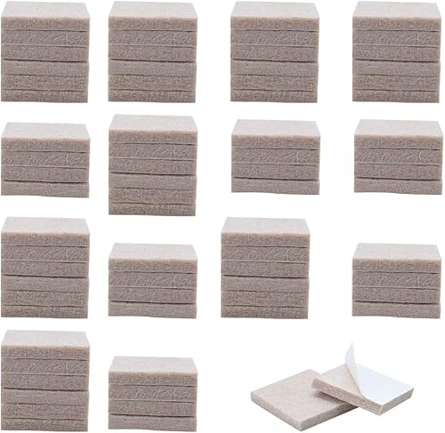 Miniatura 1 de uxcell 70pcs Muebles Almohadillas Cuadradas 3/4" Autoadherente Antiarañazos Antiarañazos Fieltro Almohadillas Protector De Pisos Beige