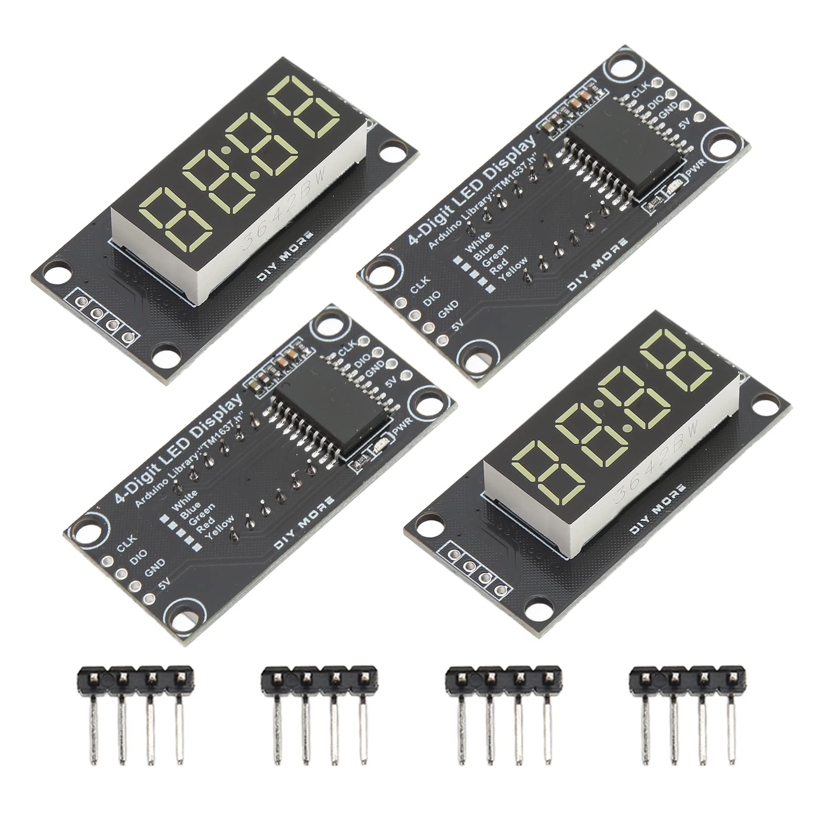 4 Sets Digital Tube Display, Digital LED Display Module Digital Tube Display Module Module 5V LED Electrical Displays 4 Digit 7 Segment Display Module 0.36in TM1637 Drive Chip