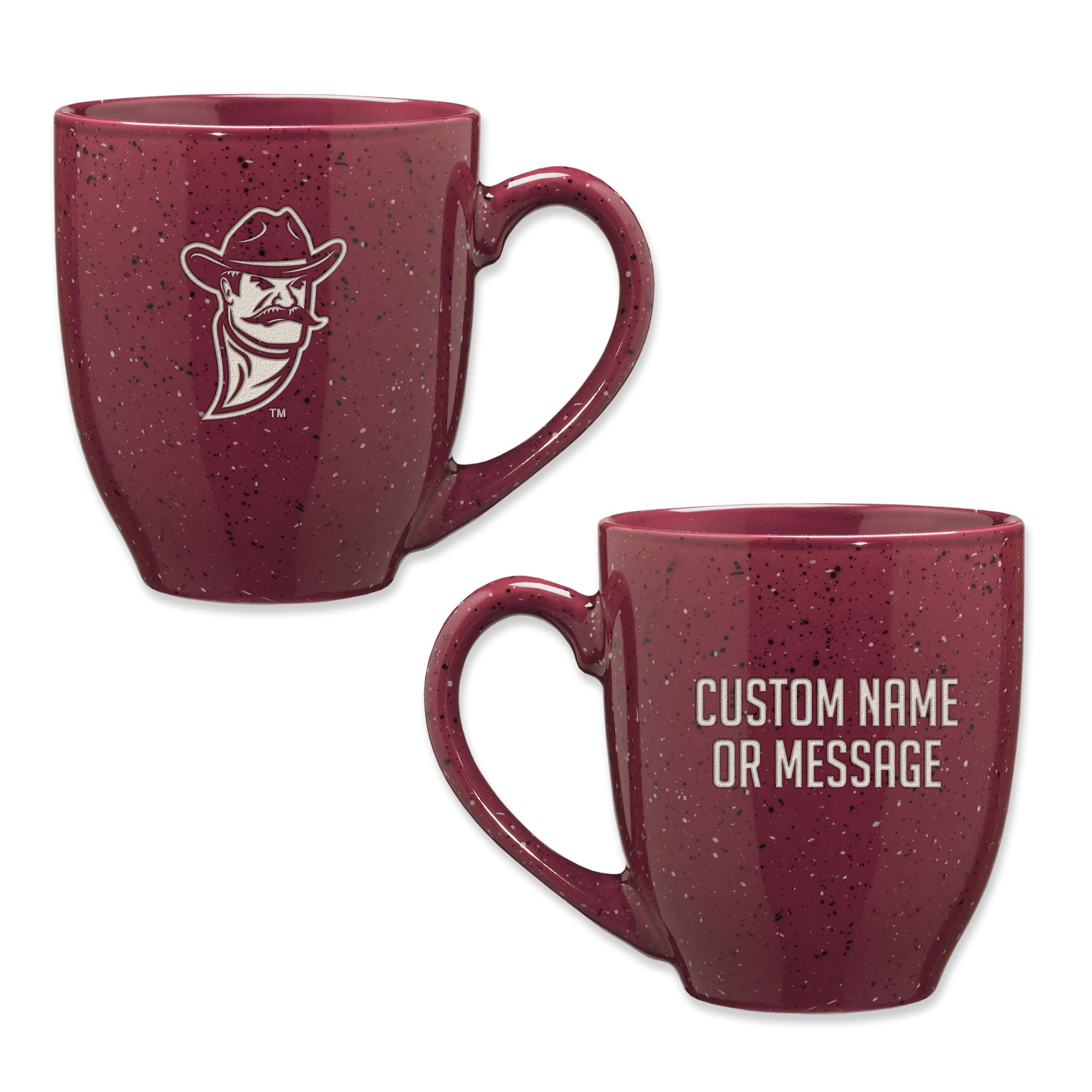 Rico Industries NCAA New Mexico State Aggies Maroon Personalized 16 oz Team Color Laser Engraved Speckled Ceramic Coffee Mug