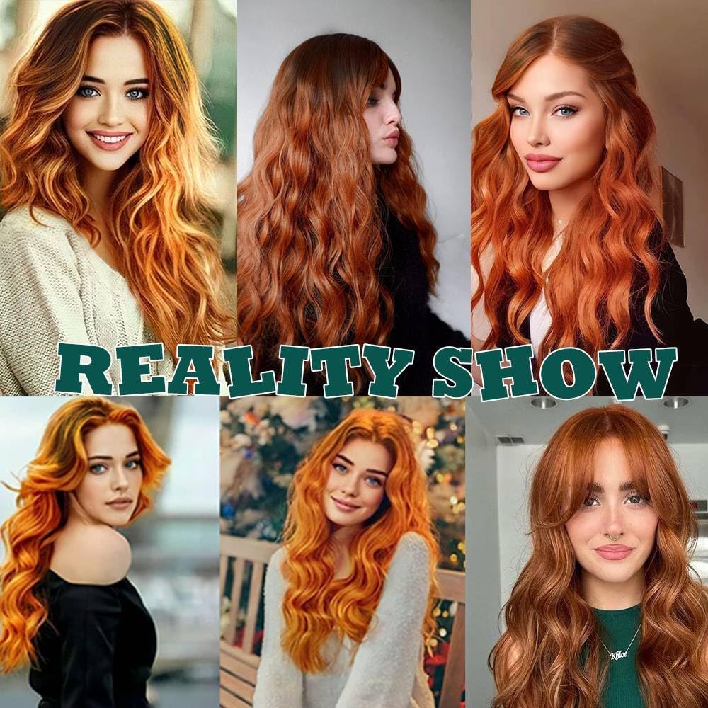 Mabufun Wigs for Women Middle Part Curly Synthetic Hair Natural Looking Heat Resistant Fiber for Daily Party Use (Ombre Orange) - Image 4