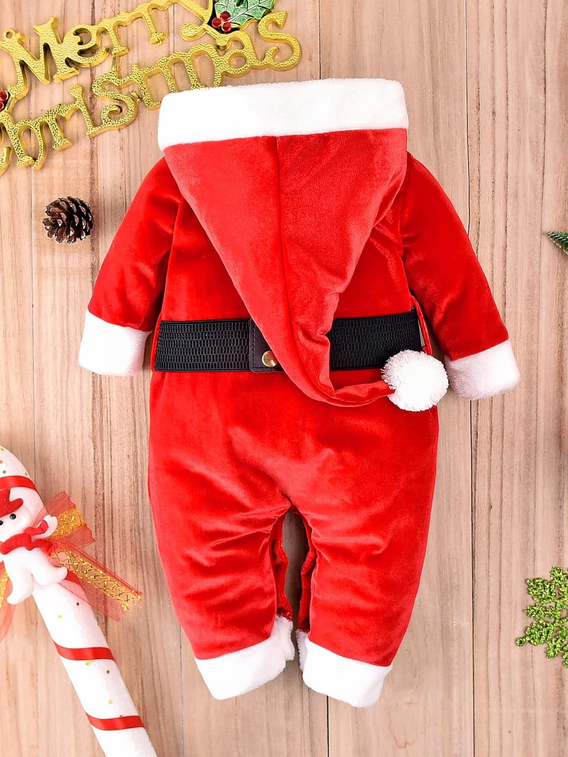 Mameluco de terciopelo para bebé recién nacido y niña con cola larga Papá Noel - rojo - 0-3 meses