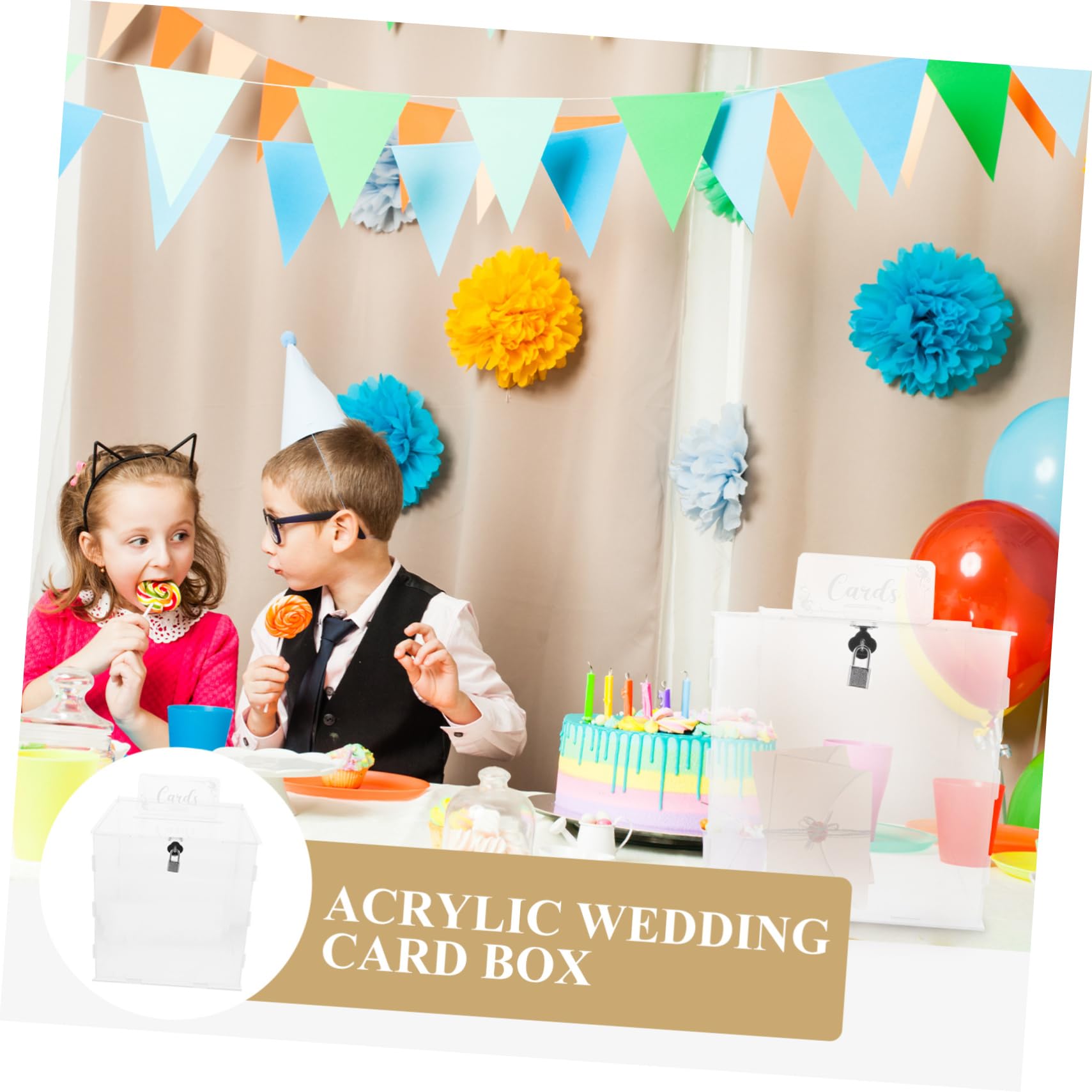 Caja Acrílica De Tarjetas Con Cerradura Para Bodas y Fiestas Recipiente Transparente Para Colección De Tarjetas y Envelopes Para Invitados y Recuerdos