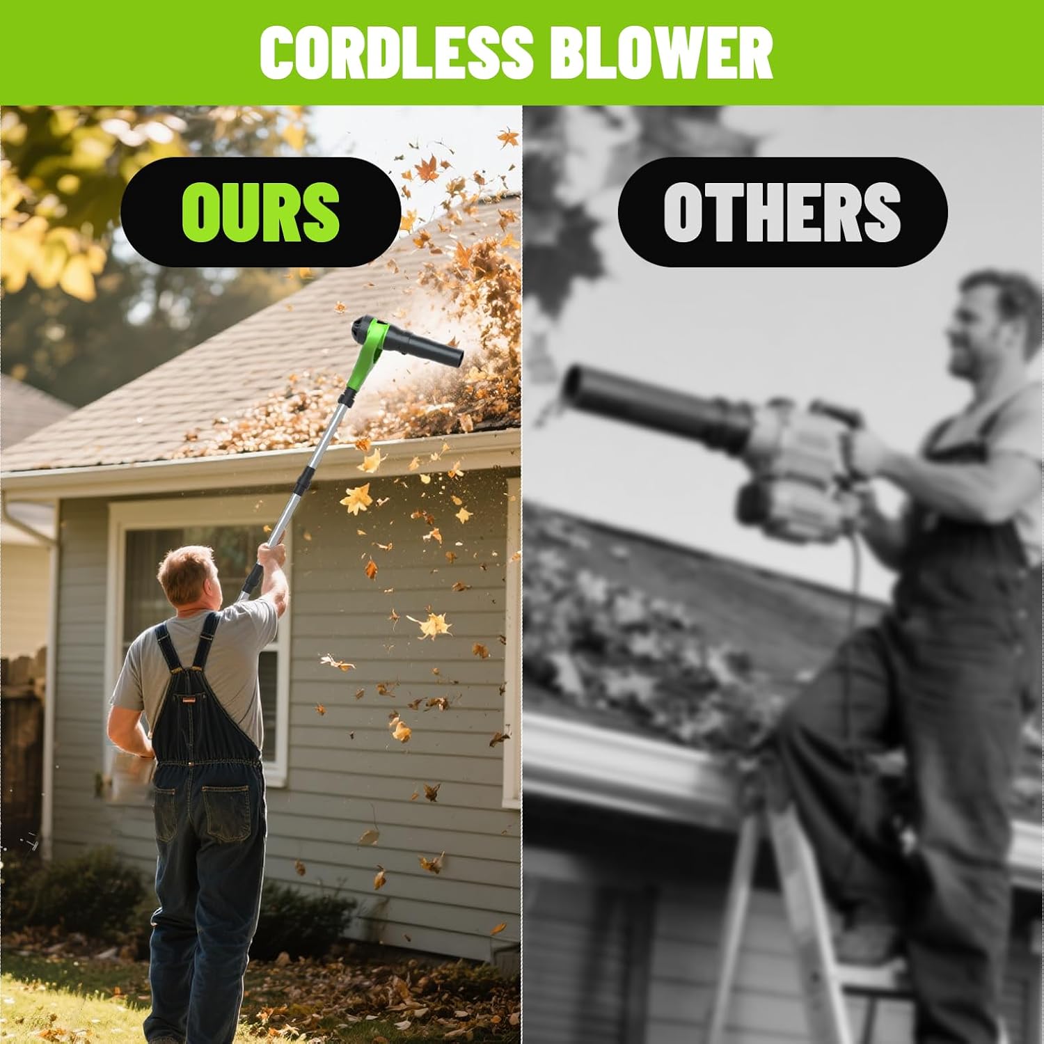 Leaf Blower Cordless,21V | 96" Electric Leaf Blower with 2 x 3.0Ah Batteries 3 Speed Modes 500CFM/180MPH Handheld Battery Powered Blower for Lawn Care Yard Patio Dust Snow Car Interior Garage Cleaning