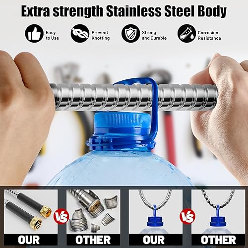 Miniatura 5 de BT50S - Manguera de jardín de 50 pies, manguera de agua de metal de acero inoxidable de 50 pies con boquilla, flexible, a prueba de óxido, sin