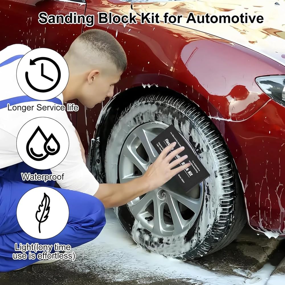 Juego de bloques de lijado para automóvil, bloques de lijado flexibles de espuma EVA húmeda o seca