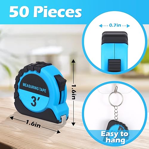 Miniatura 8 de 50 llaveros pequeños de cinta métrica de 3 pies, mini cinta métrica retráctil con candado, cinta métrica de acero a granel, cinta métrica de