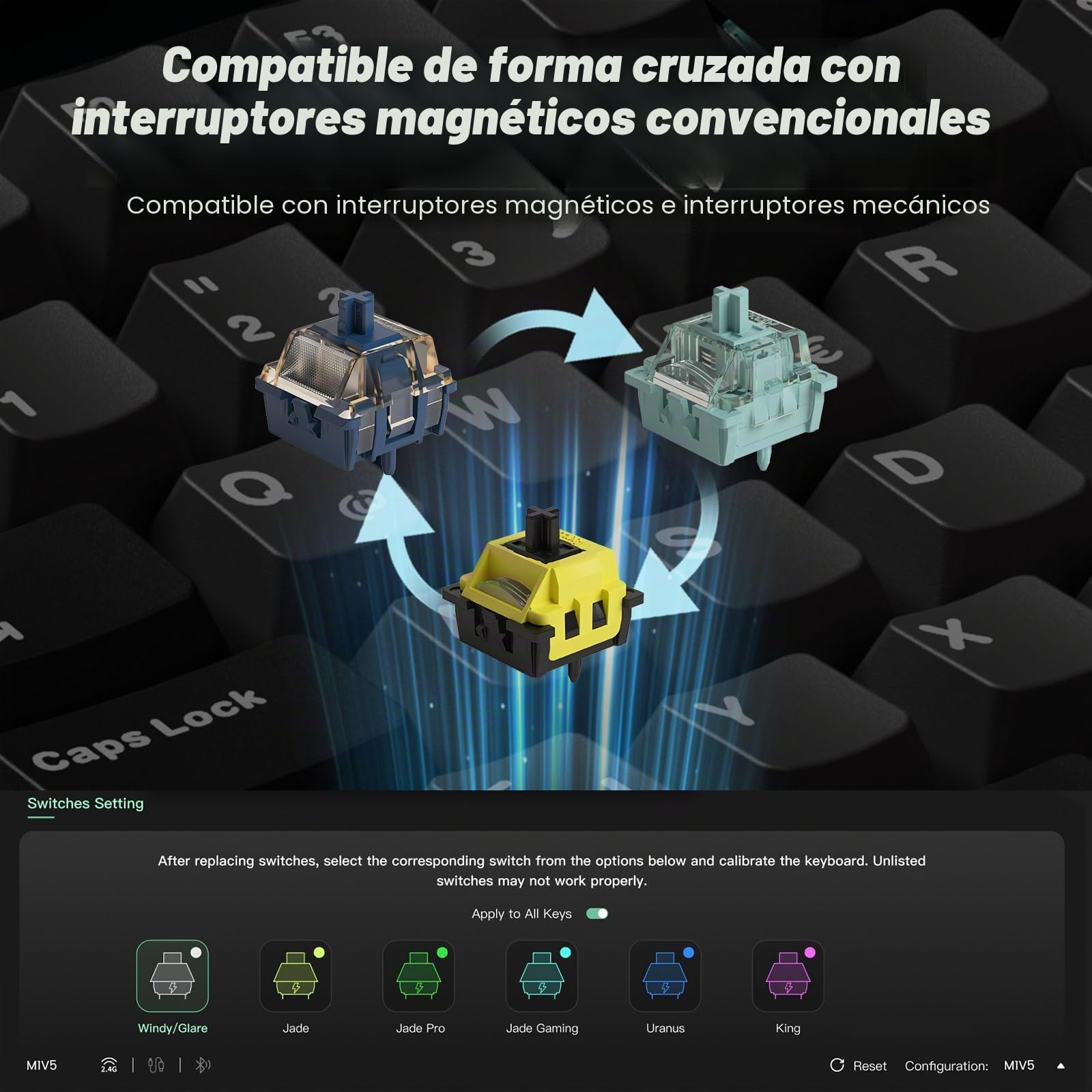 MONSGEEK M1V5 TMR Teclado Aluminio Magnético 8000Hz ISO DE QWERTZ | RT0.01mm, Gasket Mount, Inalámbrico 2.4GHz/Bluetooth 5.0/USB-C para Gaming y Oficina (Negro y Plata)
