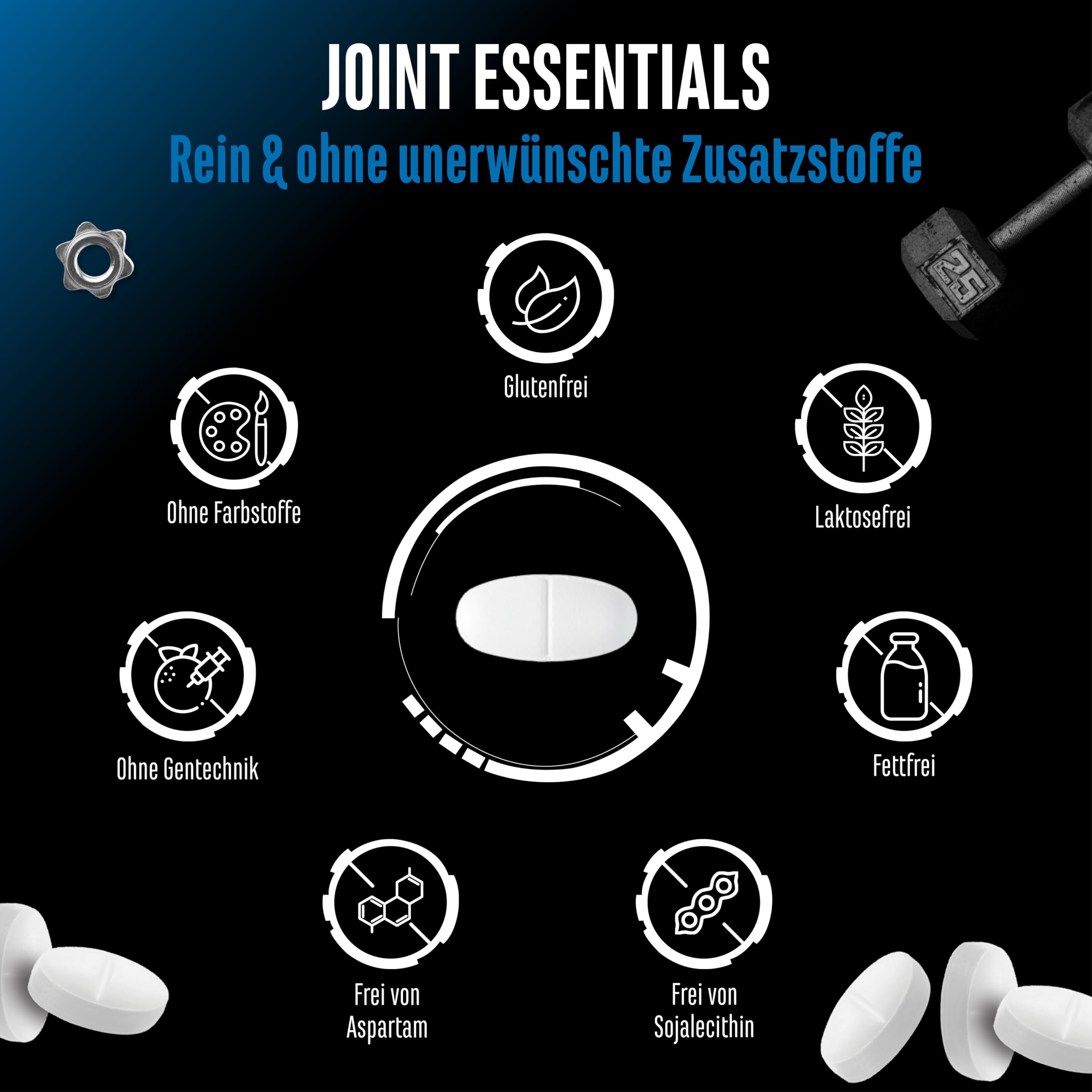 GEN GERMAN ELITE NUTRITION Joint Essentials - 180 Tabletten | Collavant® N2 Typ-II-Kollagen, mit Glucosamin, Chondroitin, MSM & Hyaluronsäure