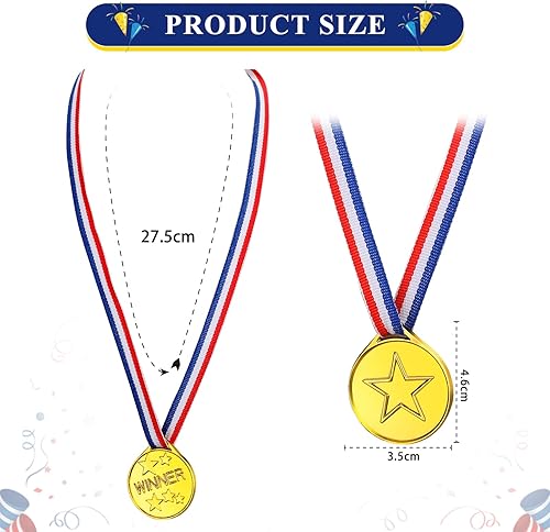 Miniatura 2 de 100 medallas ganadoras de plástico para niños, medallas de oro y plata y bronce para fiestas, juegos, deportes, disfraces y más, 1.4 x 1.7 pulgadas