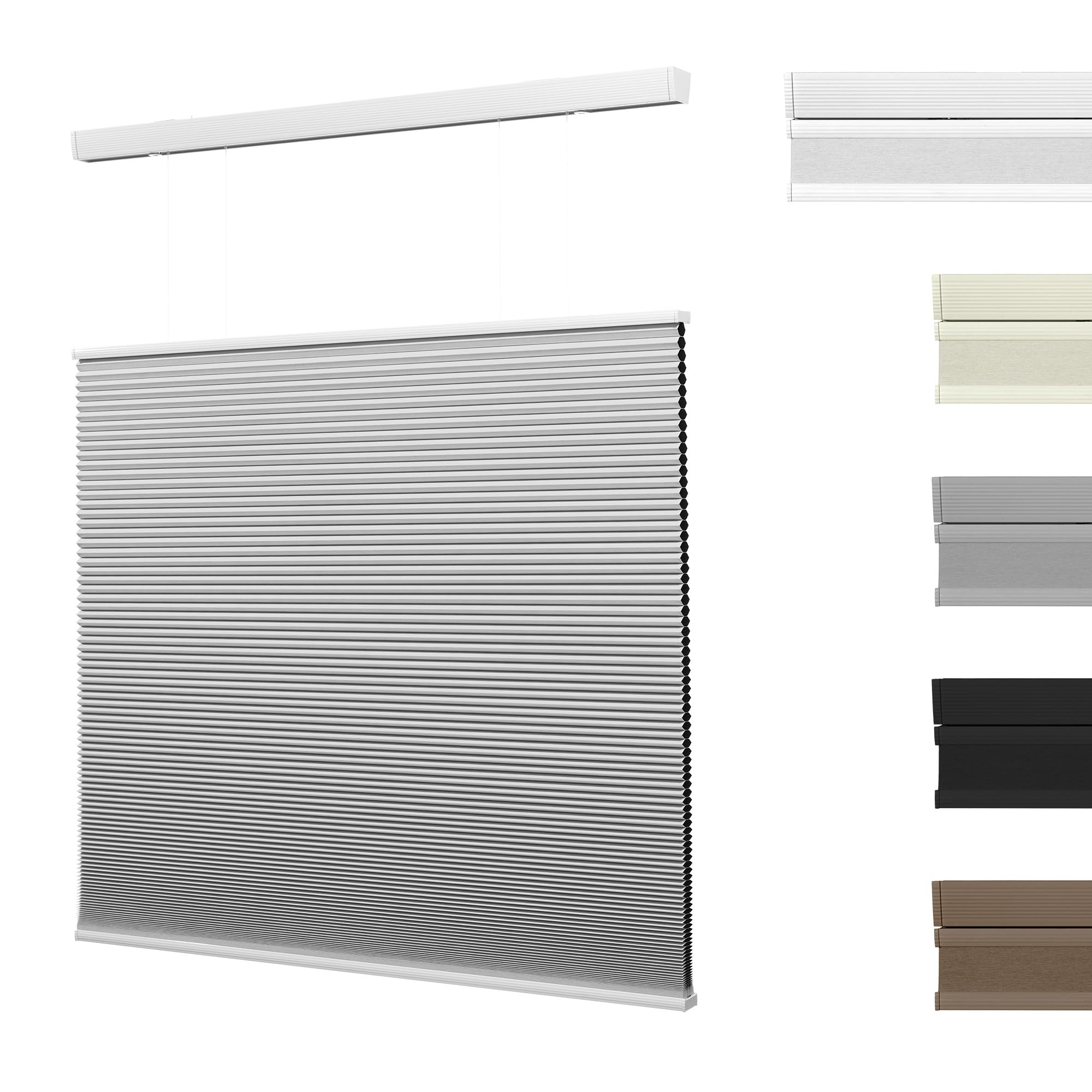 Boolegon Top Down Bottom Up Blackout Cellular Shades Cordless Color Match Honeycomb Blinds for Windows Custom Size, White, 49" W x 56" H