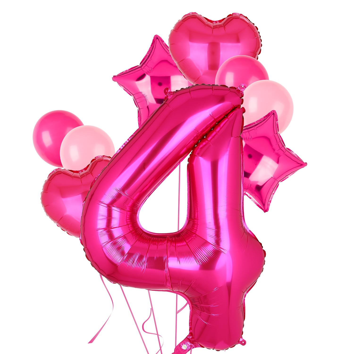 Photo 1 of 40 Inch Number Balloons Hot Pink 4 Large Number Balloon Anniversary Event Celebration Bachelorette Cowgirl Let's Go Girls Pink Themed 4th Birthday Party Decor Supplies 9 Pcs