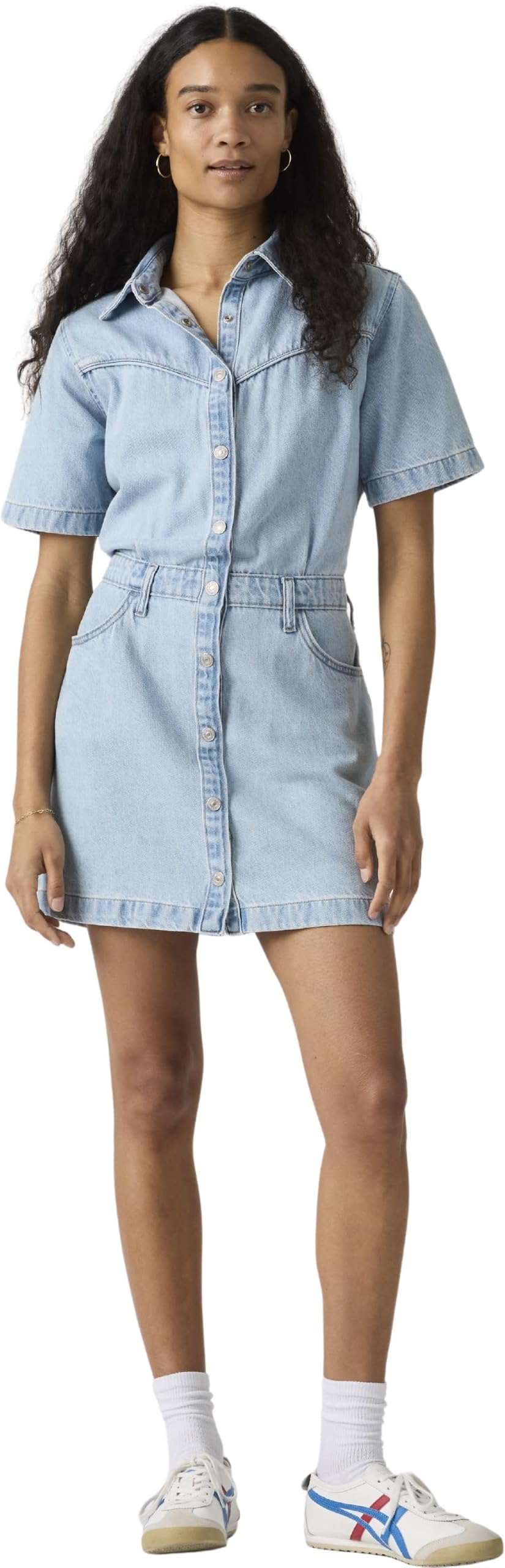 Levi's Denim Mini Dress With Short Sleeves Women's Light Denim Large