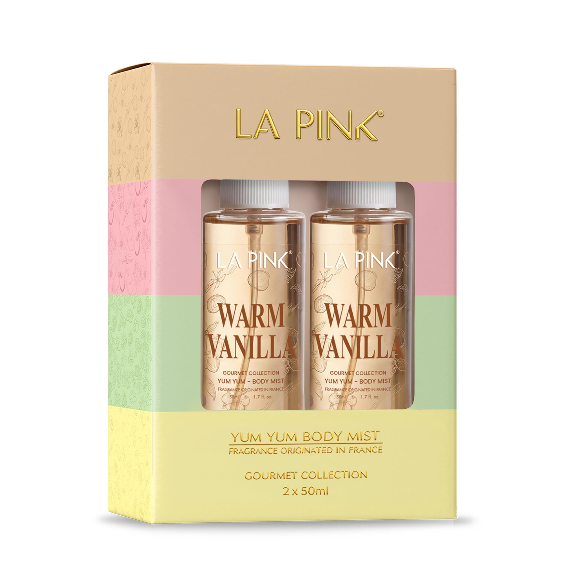 La Pink Warm Vanilla Body Mist Perfume for Woman & Man | Tropical Gourmet Aroma with Chocolate, Coconut & Jasmine | Skin Friendly Unisex Long Lasting Fragrance Spray | 5% Perfume Oil | Lasts Up to 6 Hours | 50ml (Pack of 2)-image-36
