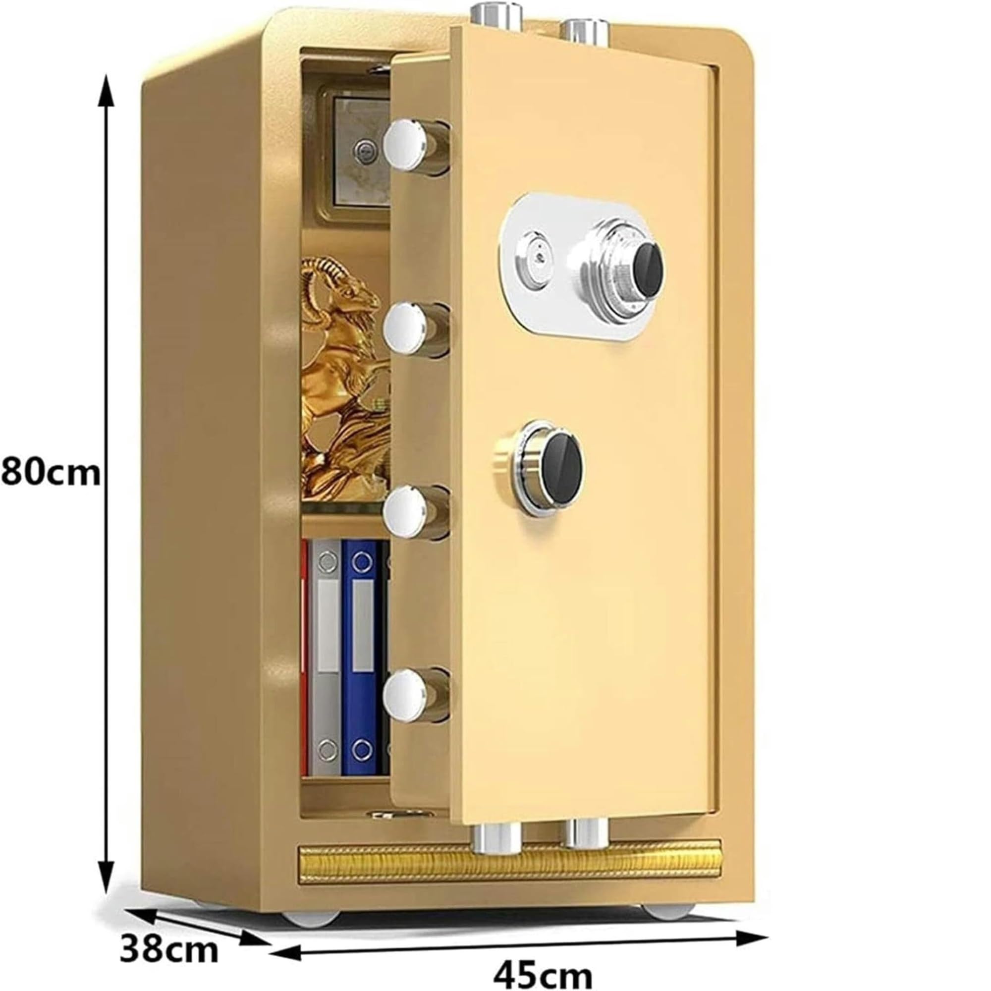 Cassaforte di sicurezza in acciaio e cassetta di sicurezza con password meccanica for armadietti portavalori for gioielli e ufficio di casa e hotel(Gold,80x45x38cm)