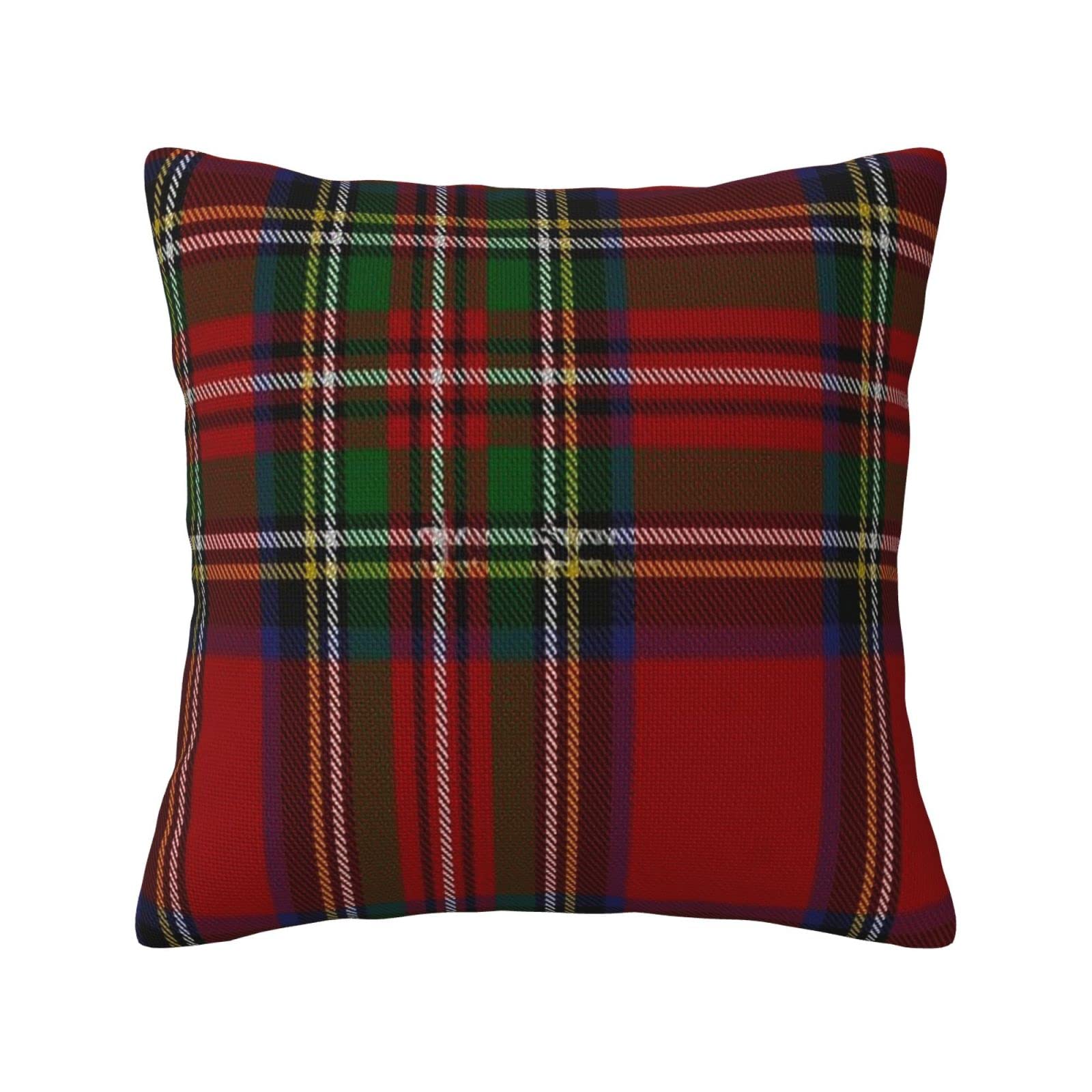 Yingd Cushion Cover Royal Stewart Classic Plaid Linen Pillowcase 45X45cm