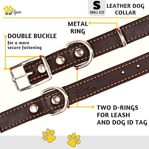 Miniatura 5 de Collar de perro de cuero negro resistente, collar de perro suave y fuerte para cachorros o perros pequeños (pequeño cuello de 10 a 14.5 pulgadas,