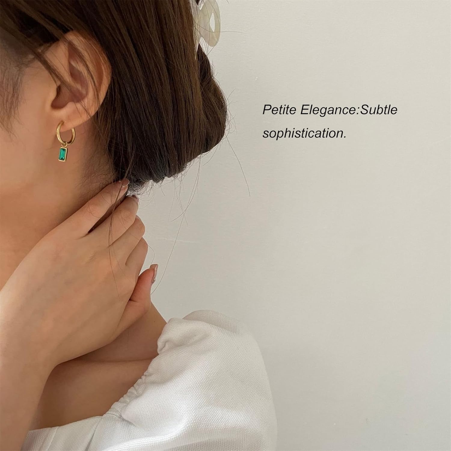 18K Gold Plated Hoop Square Dangle Earrings Emerald Green Blue Red Black Cubic Zirconia Earrings Dainty Pretty Drop Jewelry - Image 5