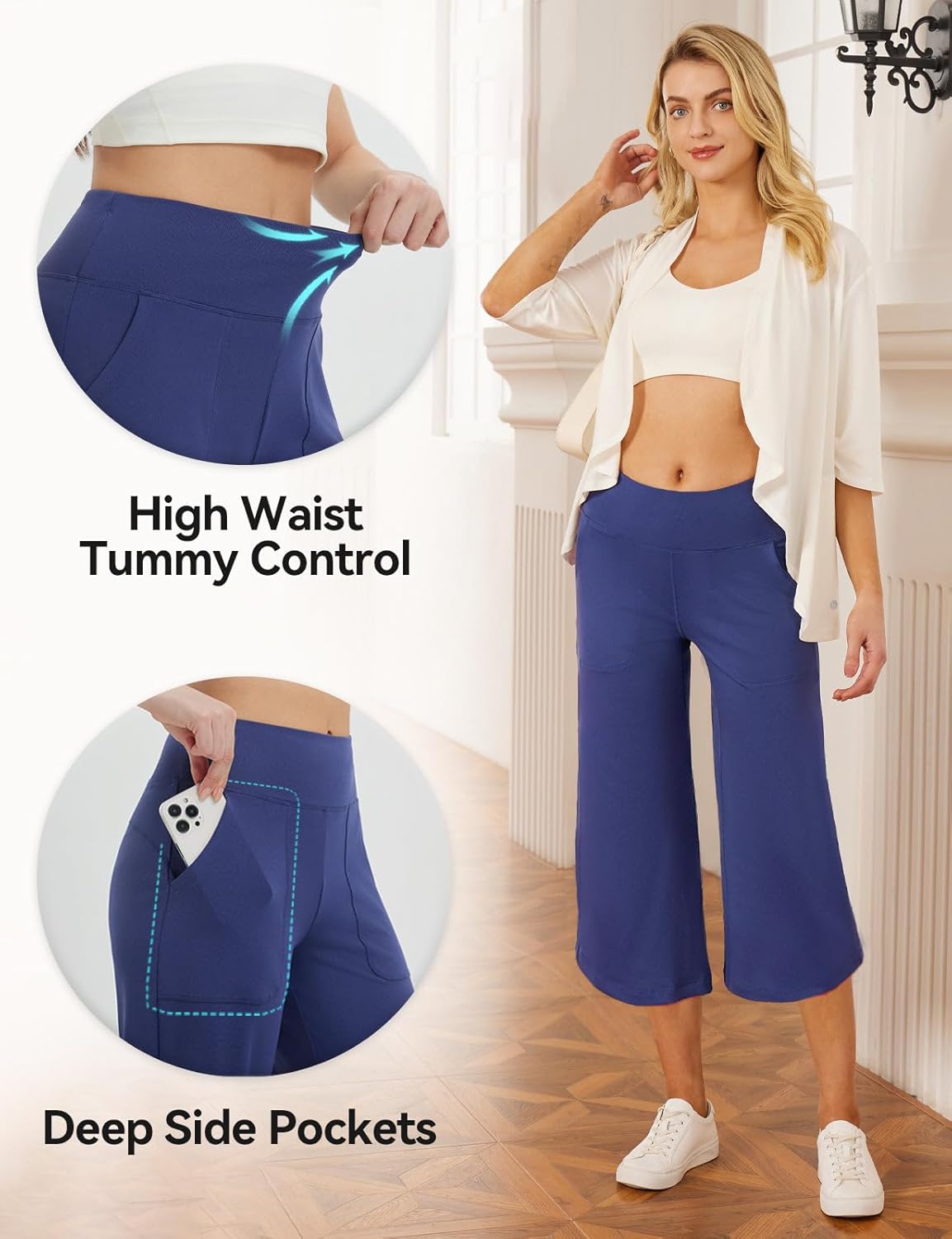 baleaf Women's High Waist Yoga Capri Pants with Pockets - Image 5