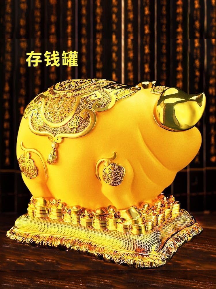 金猪存钱罐 Piggy Banks Best Birthday Gifts Home Decoration 摆件 Feng Shui Figurine Home Office Decor Chinese Gifts 大容量客厅只进不出大人可爱储蓄罐2025款 8586