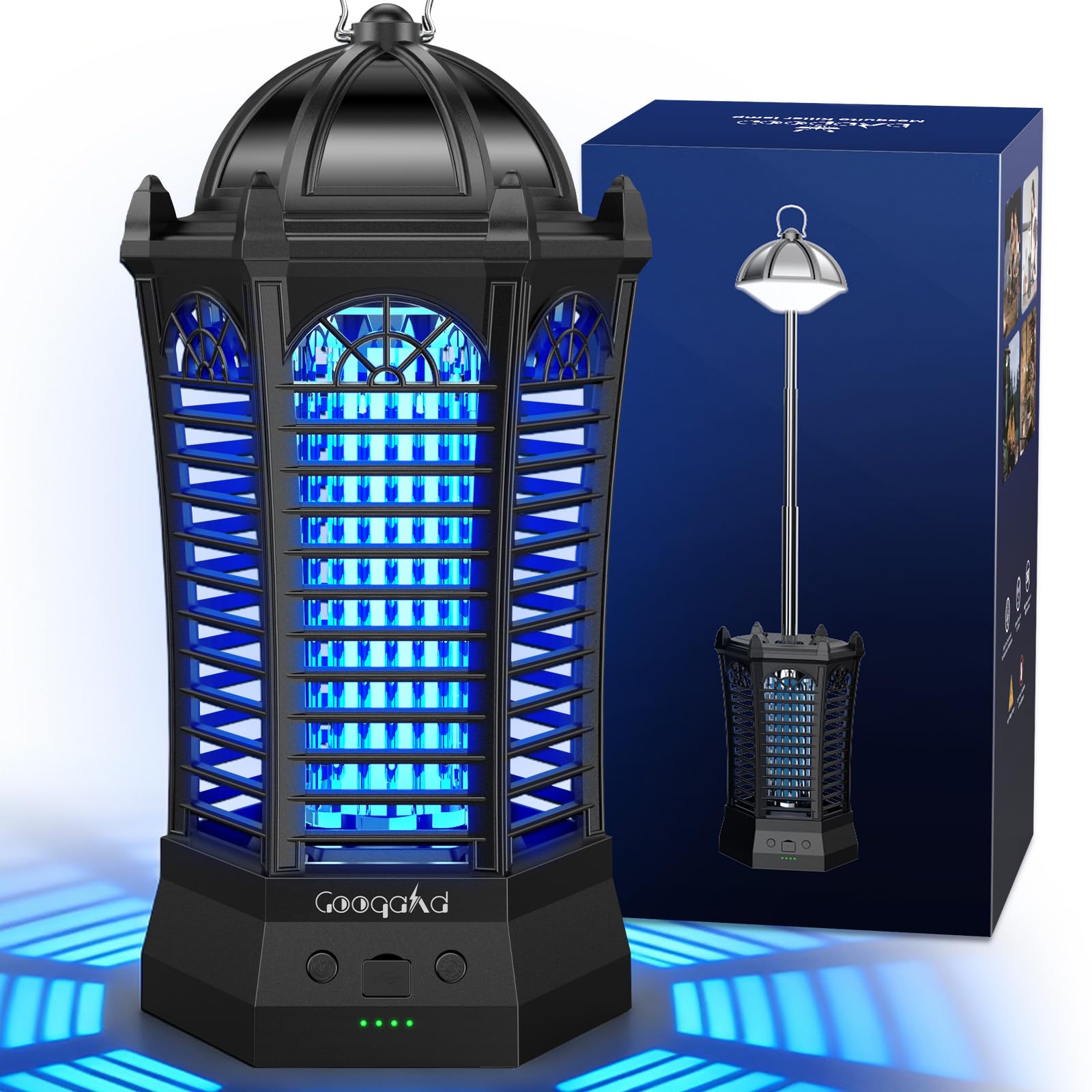 Insektenvernichter Elektrisch mit LED-Beleuchtung, Mückenfalle mottenfalle für Innen Außen 4000mAh Akku, IPX4 wasserdicht, Sicher, ungiftig & Geruchsneutral,Schlafzimmer,Küche,Wohnzimmer
