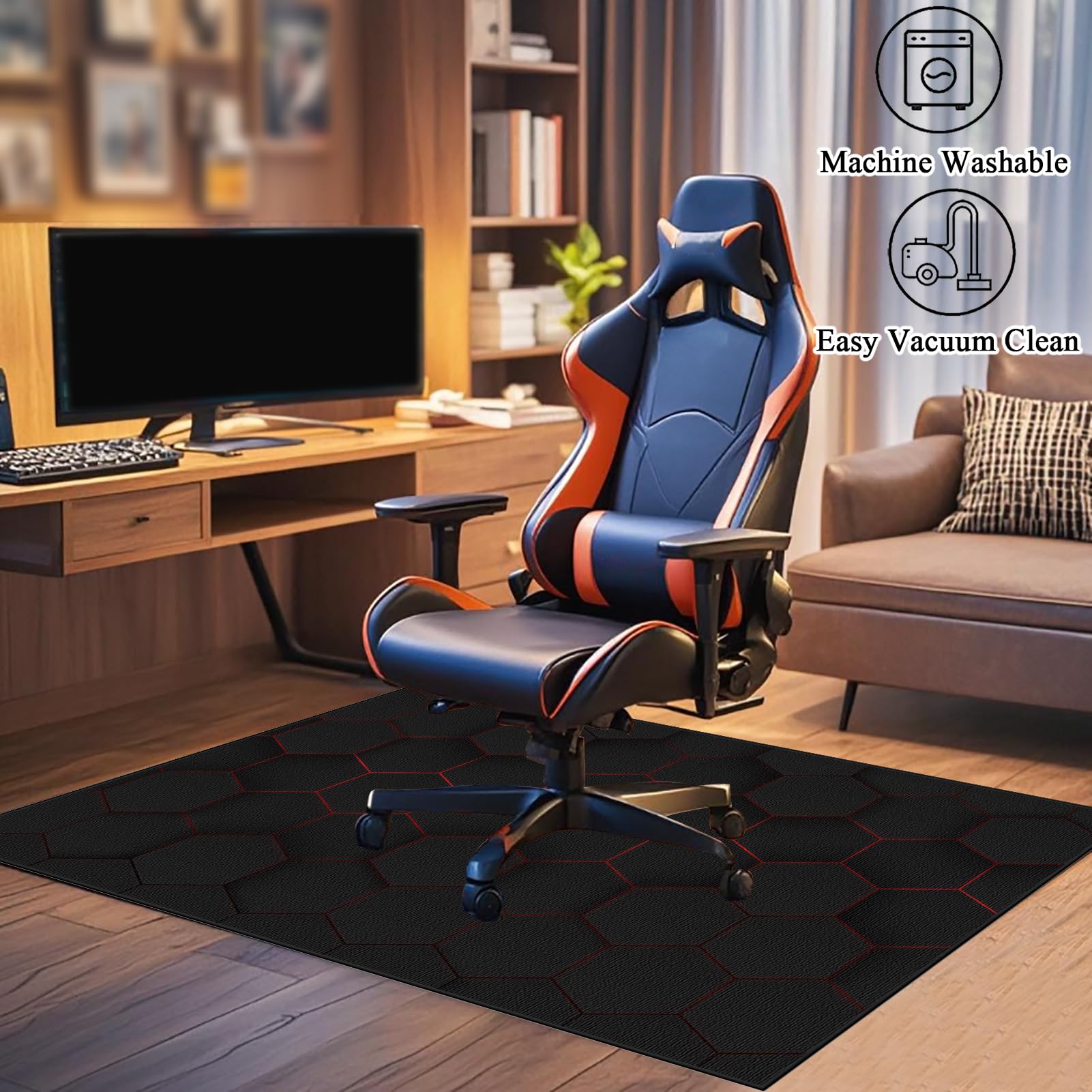 Tapis Chaise Gaming Antidérapant Tapis de Sol pour Bureau Tapis Chaise Bureau Gaming Tapis pour Chaise de Bureau Tapis protège-Sol pour Chaise de Bureau Tapis Gaming Sol pour Sols durs 80 x 120 cm