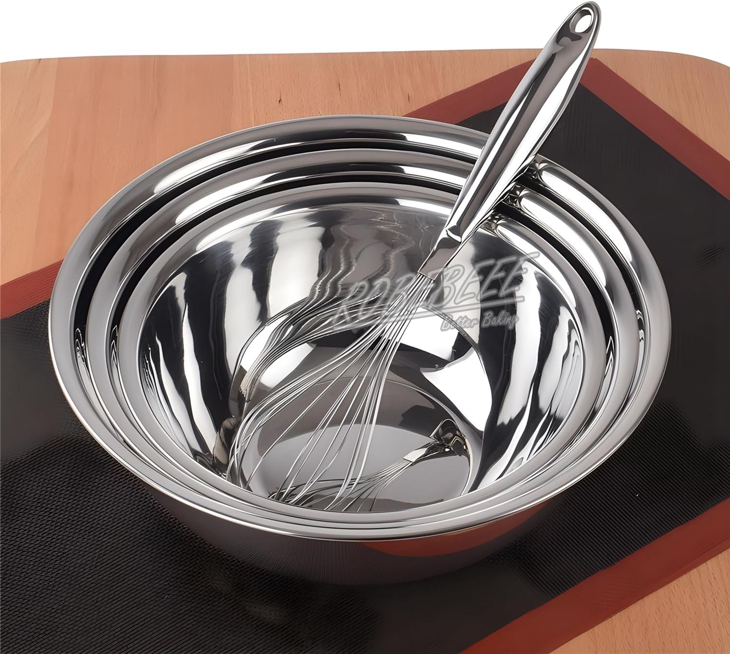 11cm - 45cm Round Shape Stainless Steel Egg Beating Bowl Dough Butter Stirring Pan Vegetable Washing Holder DIY Kitchen Tools (30cm Diameter Egg Beating Bowl)