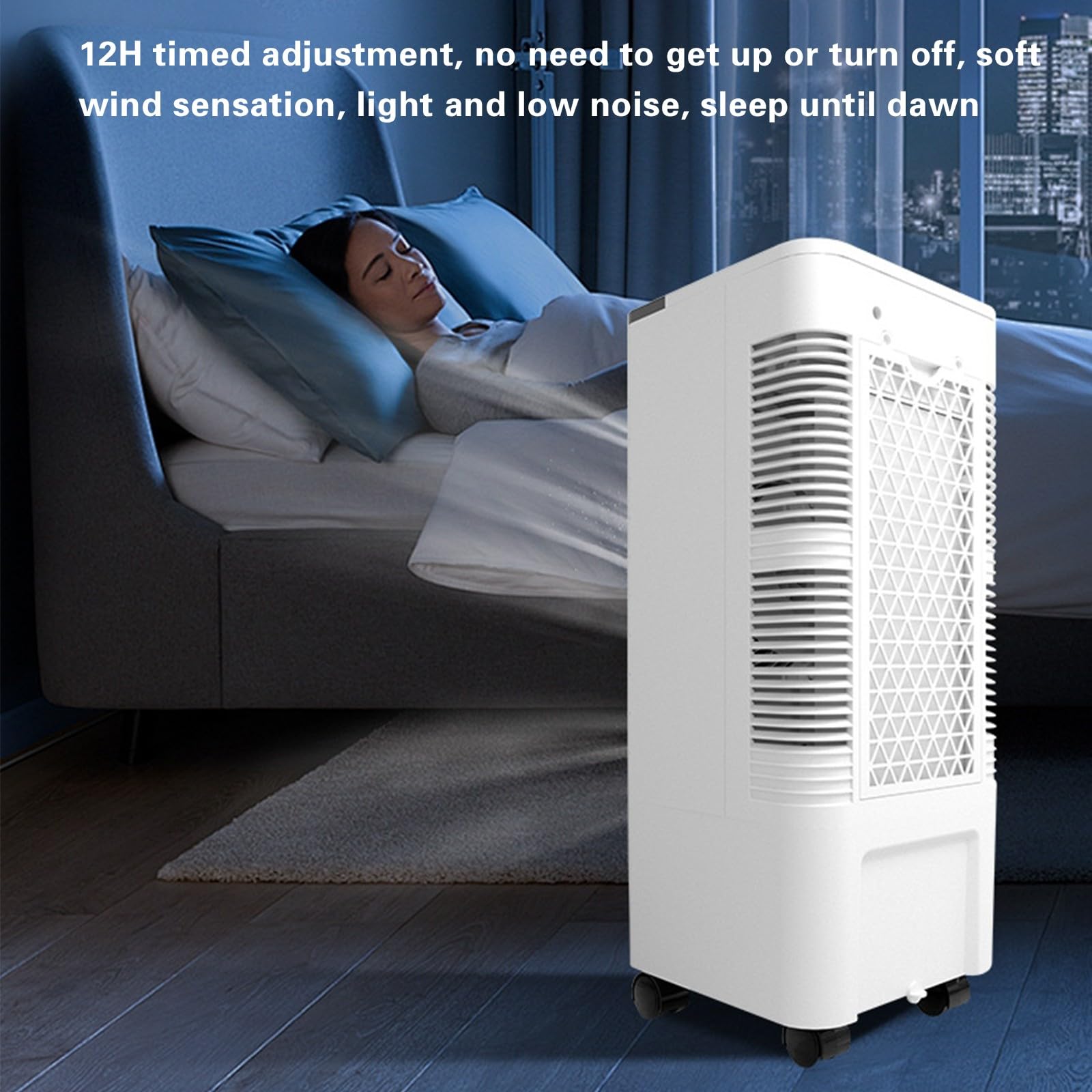 Raffrescatore d'aria portatile con serbatoio d'acqua da 10 litri, telecomando, 3 modalità, timer da 12 ore, ventilatore per il raffreddamento estivo degli ambienti white