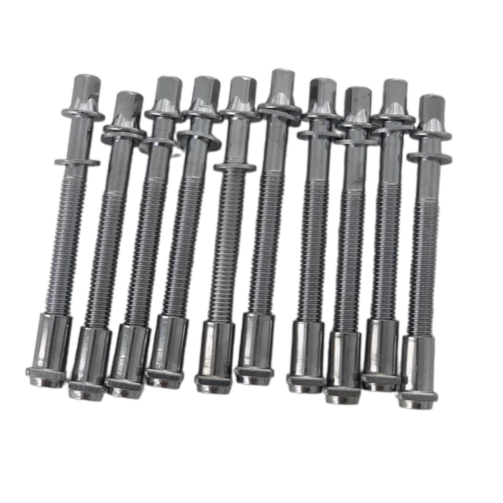 Vaveren 10x Drum Tension Rods, Tom Lug Screws with Lug Nuts for Snare Drum Percussion Instrument Accessory, 6x50mm