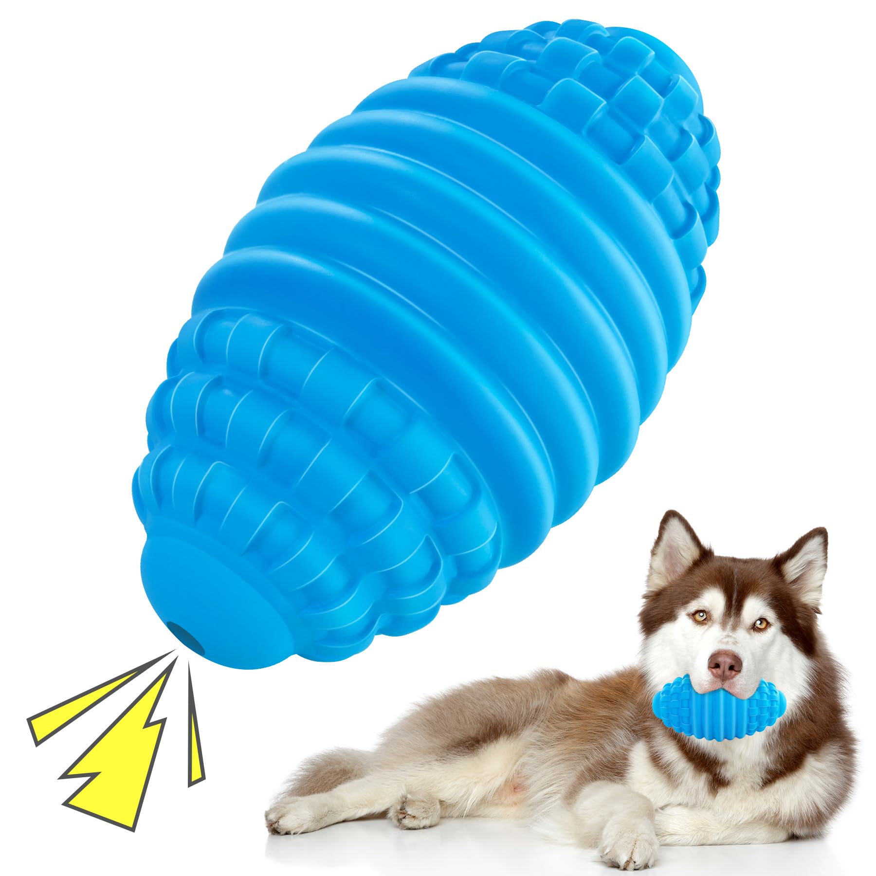 DAOZIJI Tough Squeaky Dog Toys for Aggressive Chewers, Indestructible Dog Balls for Aggressive Chewers, Interactive Squeaky Balls for Dogs to Busy,