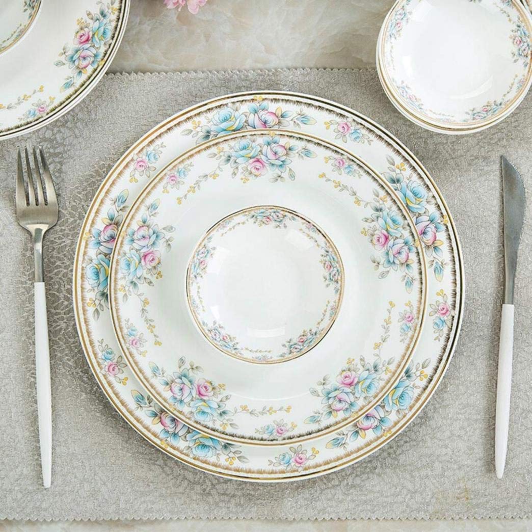 Zestaw obiadowy, 48 elementów, ceramiczne zestawy obiadowe, elegancki kwiatowy wzór, zestaw zastawy stołowej na prezent, bankiet,