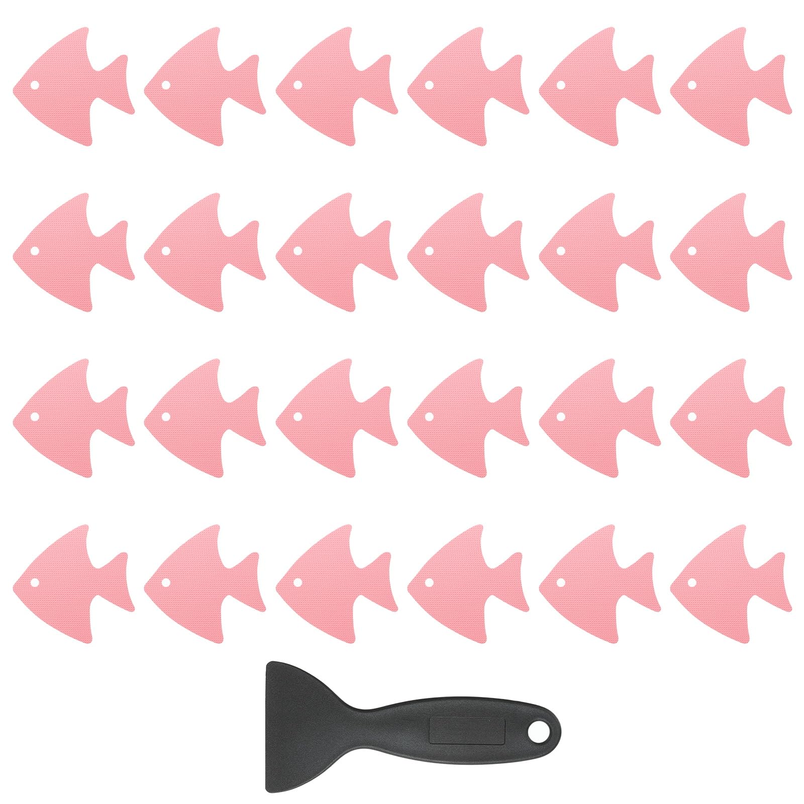 Autocollants de baignoire anti-dérapants adhésifs douche rose avec grattoir