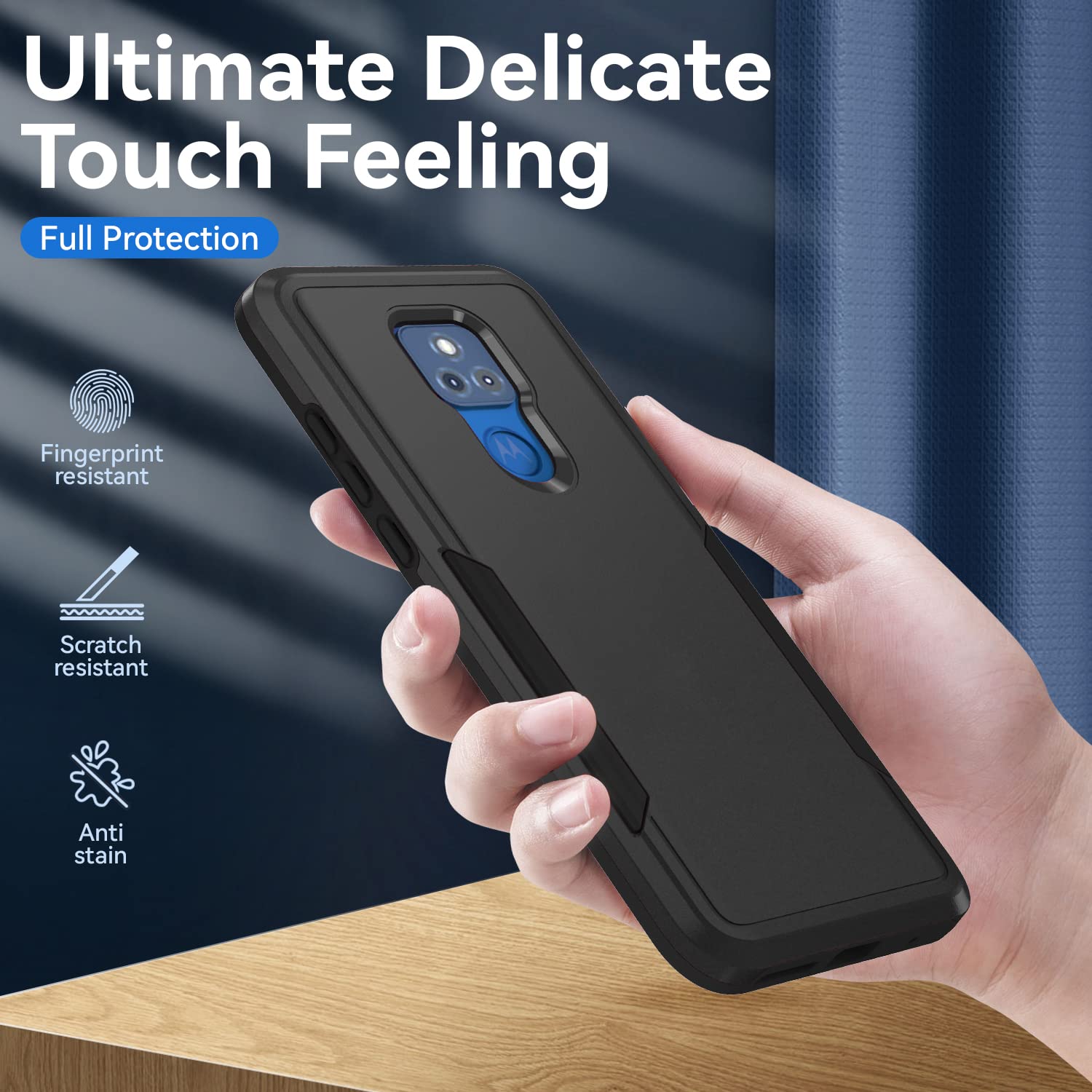 Funda Para Moto G Play Negro Aprueba De Golpes Doble Capa