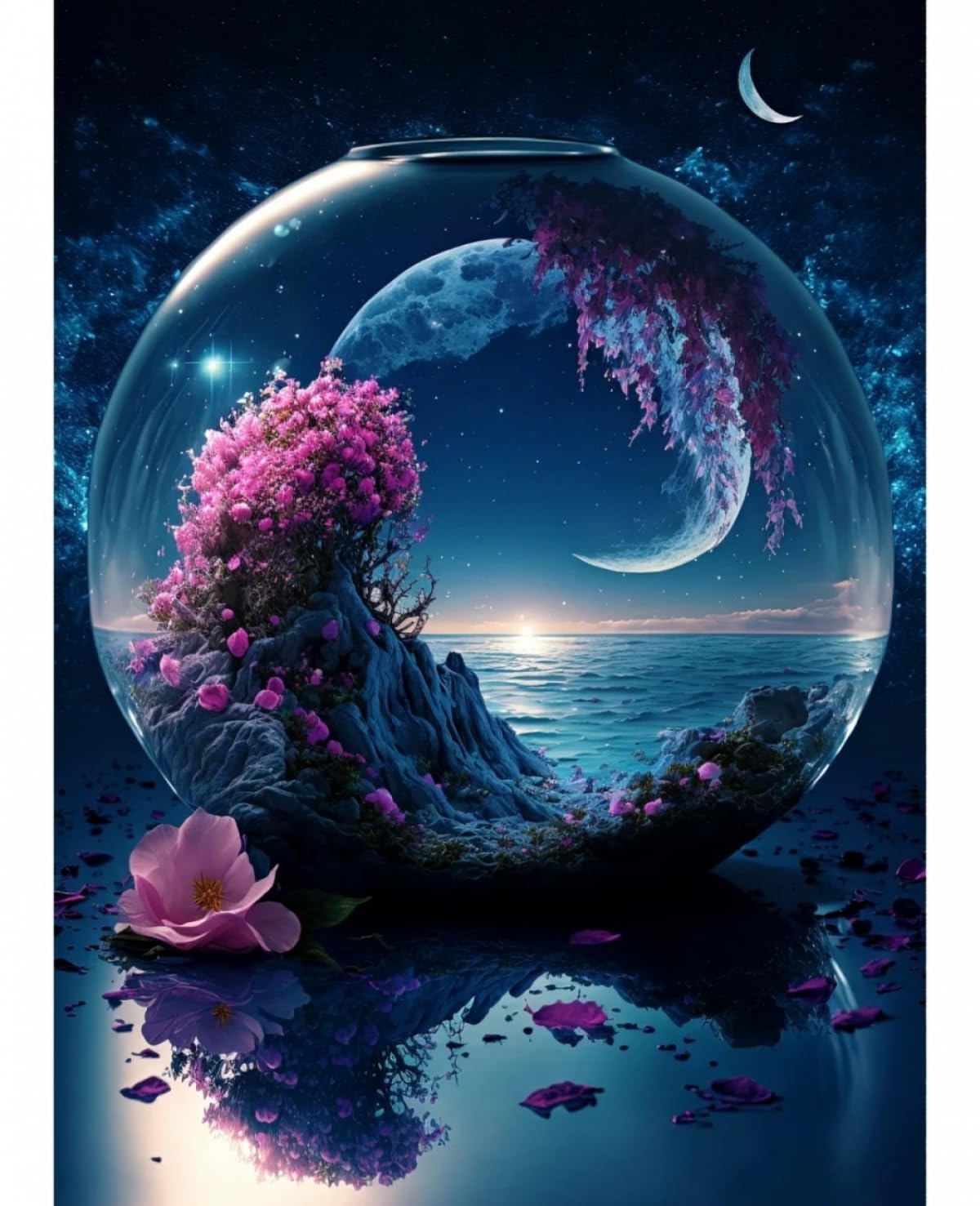 Kit De Bordado De Cuentas Para Hacer Uno Mismo Árbol De Luna Y Flores Kit De Bordado De Cuentas Manualidades De Paisajes De Cuentos De Hadas Kit De Bordado De Cuentas Kit De Manualidades Co 40x50cm