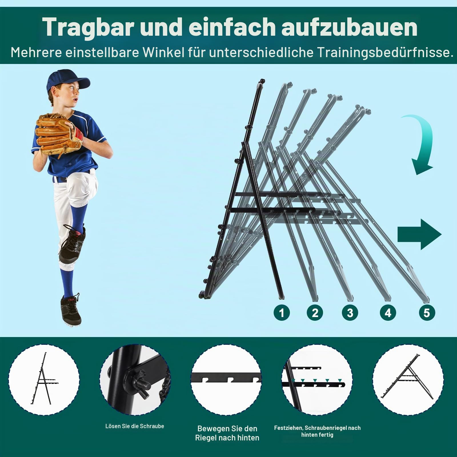 LIANTRAL Rebounder für Fußball, Volleyball Netz, 80 x 87 cm, verstellbares Kickback-Ziel