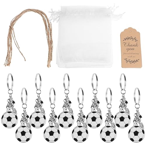 Cabilock 10pcs Soccer Party Favors with Novelty Sports Keychains, Thank