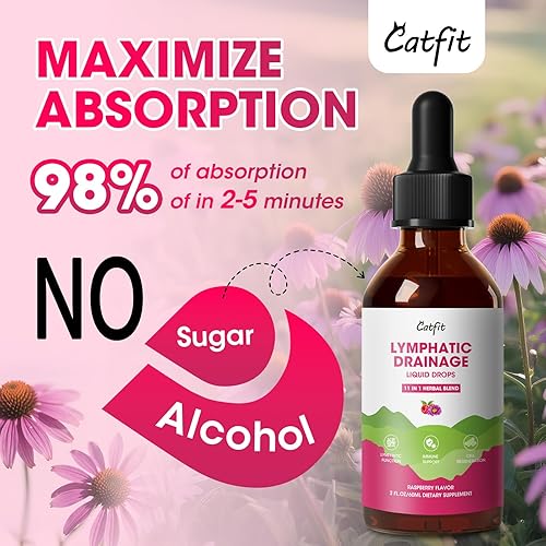 Miniatura 6 de Suplementos de drenaje linfático gotas para sistema inmunológico, apoyo del sistema linfático, limpieza y desintoxicación, salud hepática con