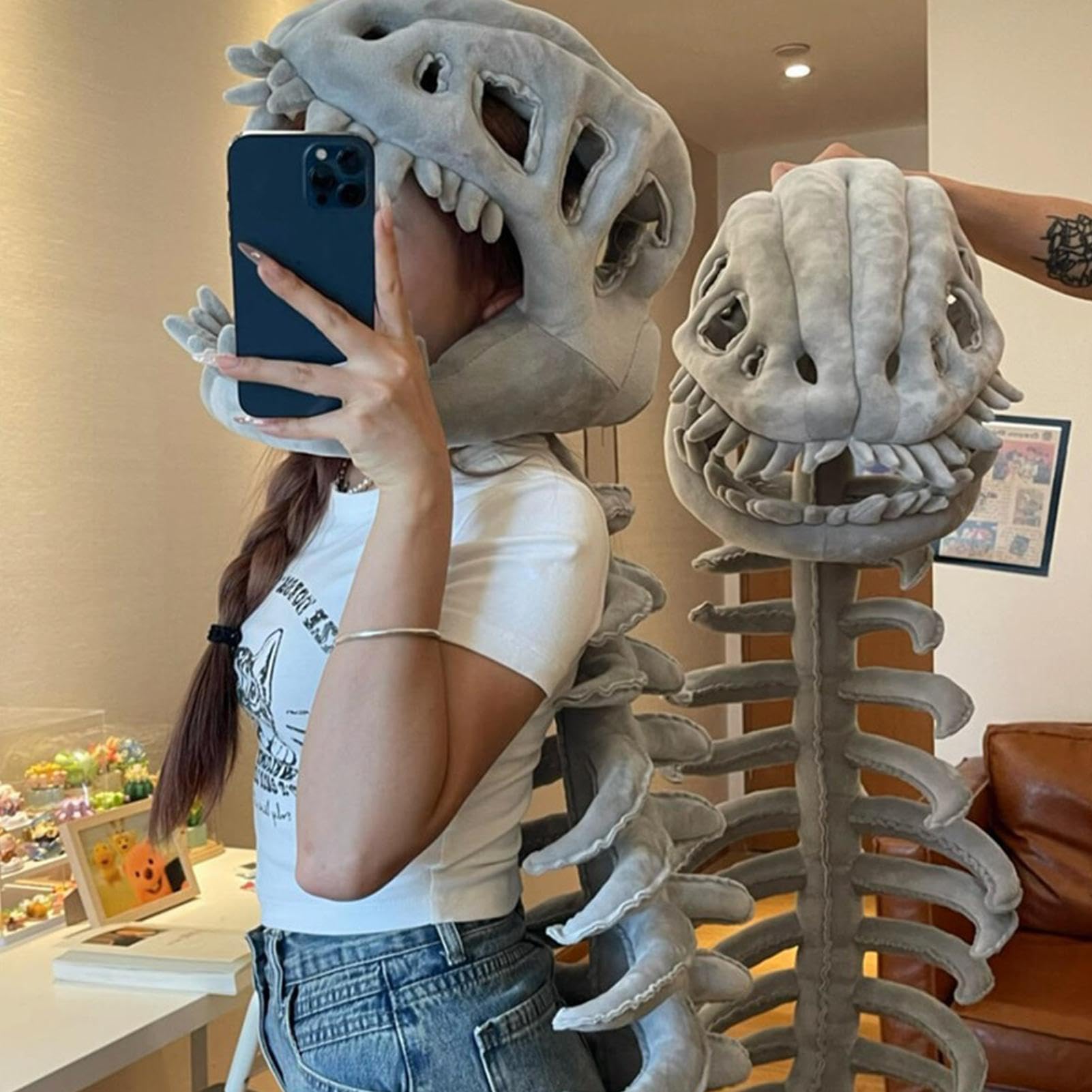 Kostium Szkielet Dinozaura Miękka Zabawka Pluszowa | Strój Na Halloween Dla Szkieletów Dla Dzieci I Dorosłych Na Występ Sceniczny Imprezę Tematyczną Bal Maskowy