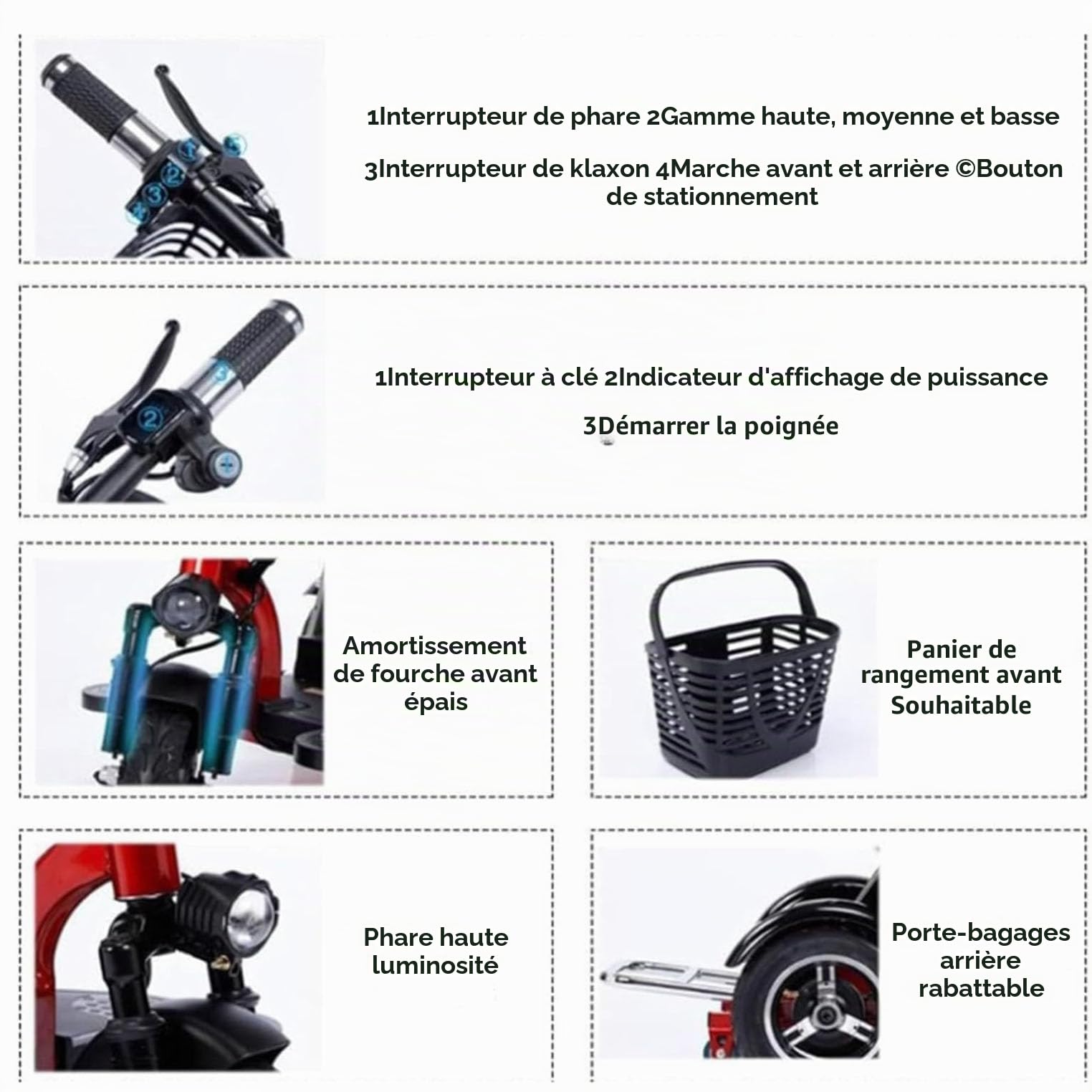 Mobilité éLectronique 3 Roues, Scooter de Mobilité éLectrique Pliable, UltraléGer, Compact, Longue PortéE, Avec Batterie Amovible Une Charge Maximale de 160 Kg