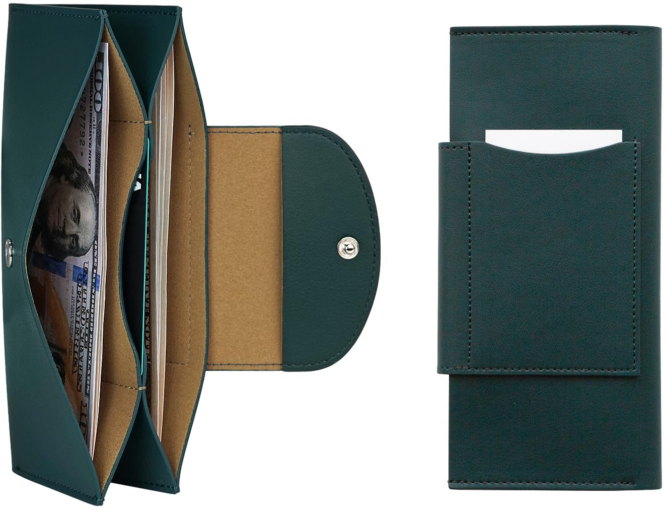 carrotez All-in-One Long Bifold 2-Tier PU Leather Wallet for Women, Money Organizer for Travel, Budgeting, Cash Envelope Wallet for Carrying Cash,